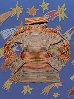 Vintage 70s Devon Striped Turtleneck Top